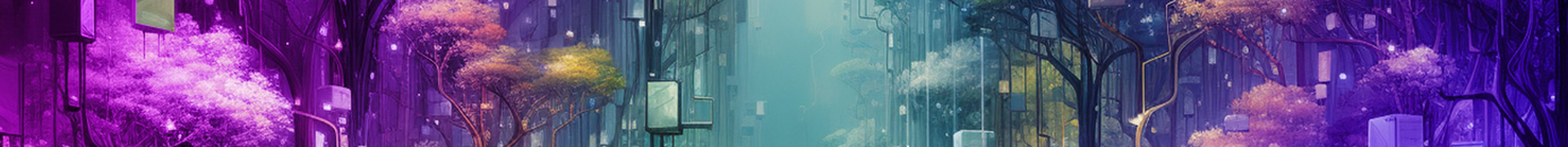 A man standing in a boulevard of trees that are intertwined with technology, illustrating nature and technology coexisting and thriving