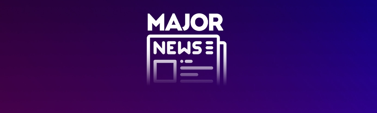 MAJOR News Icon with MAJOR logo and a newspaper icon on a dark background