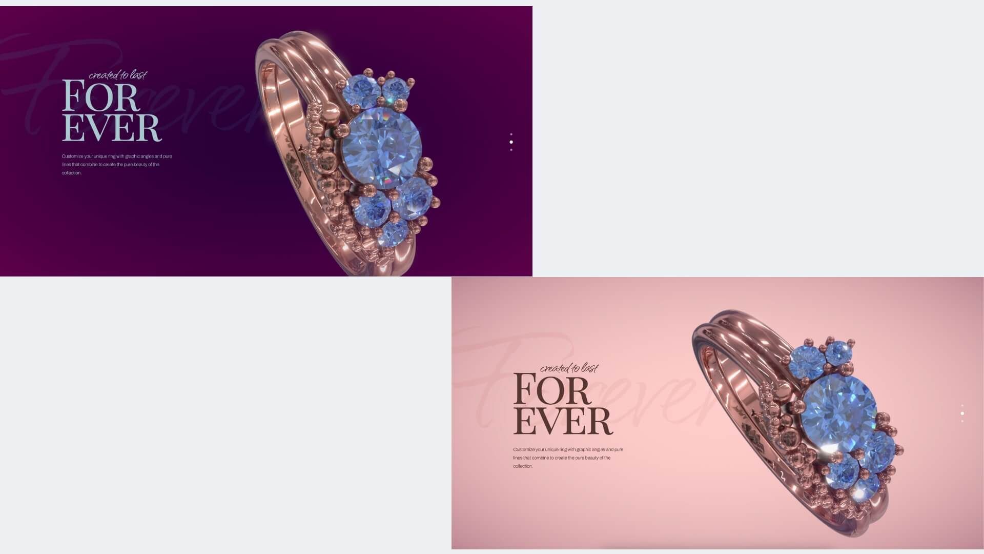Hyper Contextual Interfaces example from a jewelery store where the background colour changes on the site dependant on mood