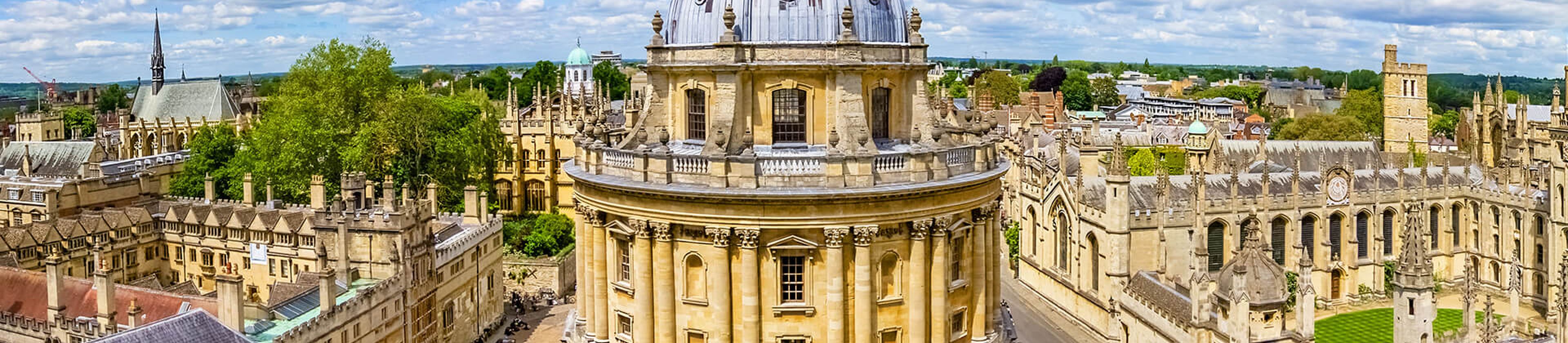 A breathtaking aerial view of Oxford cityscape from the top of the dome, showcasing its architectural beauty and historic charm.