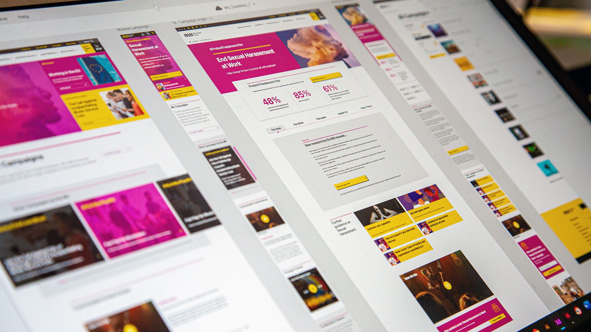 The Musicians' Union prototype in Adobe XD.