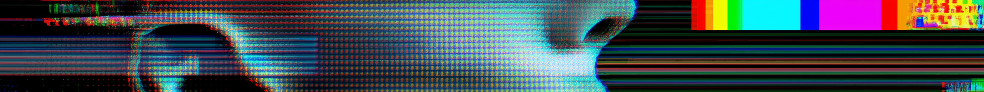 human head side profile overlaid with rainbow glitch effects