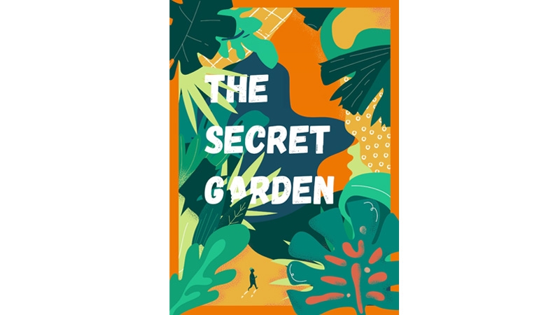 A poster of drawn plants and the words "The Secret Garden".