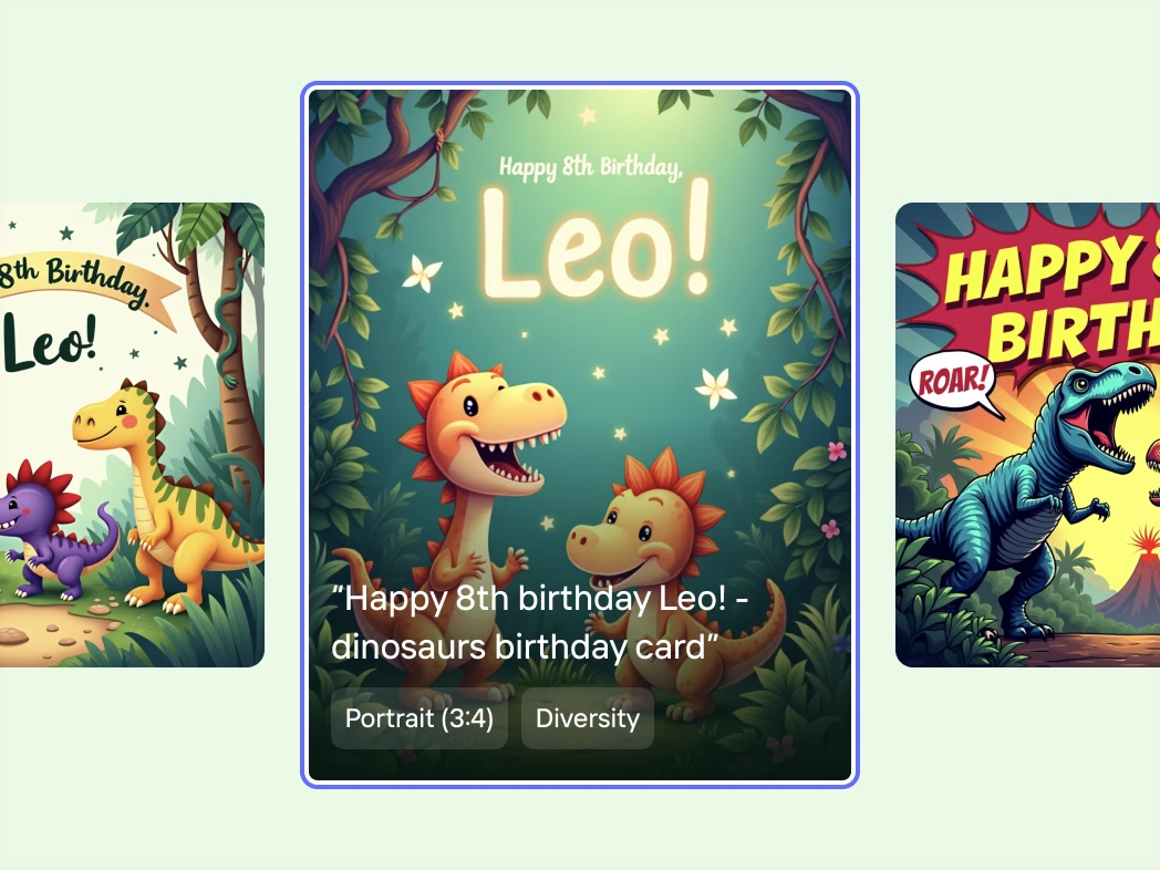Criador de cartões de aniversário – Gere cartões de aniversário  personalizados com IA | Photoroom, image size:1048x786