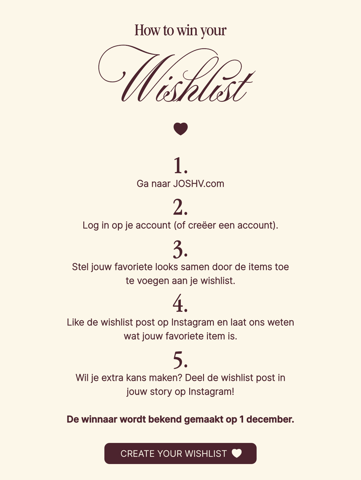 JOSH V win your wishlist