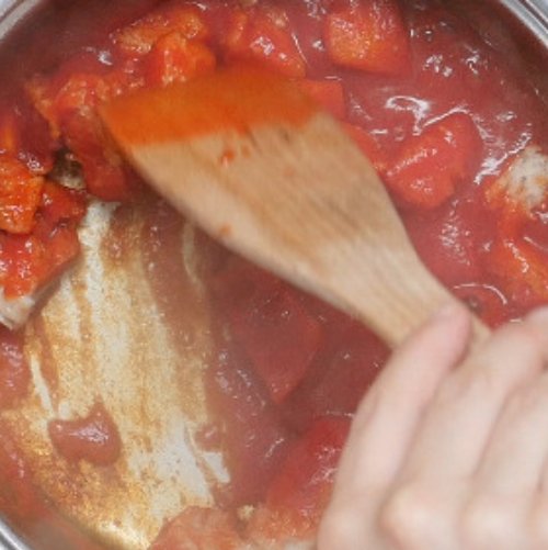 Preparazione Pappa al pomodoro con polpo bollito 07