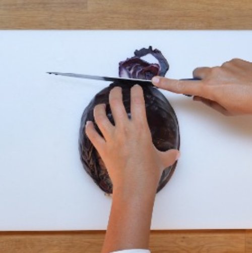 Preparazione Gallinella al vapore, cavolo viola e panna acida 02