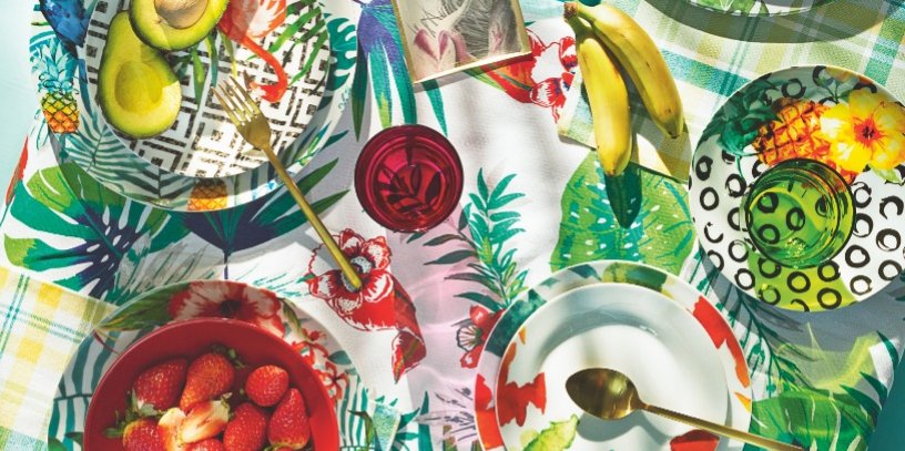 Tavola apparecchiata stile tropical