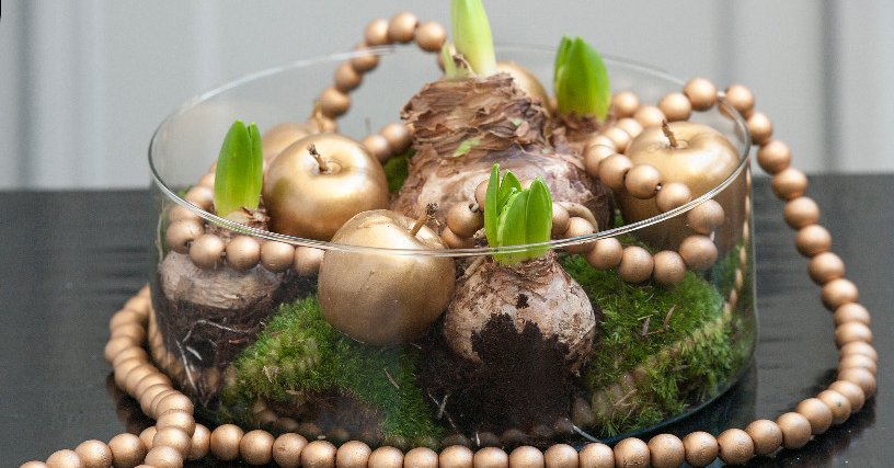 Composizione natalizia in ciotola di vetro