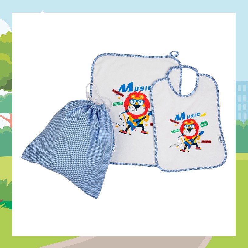 Sacca bavaglia e salvietta azzurra