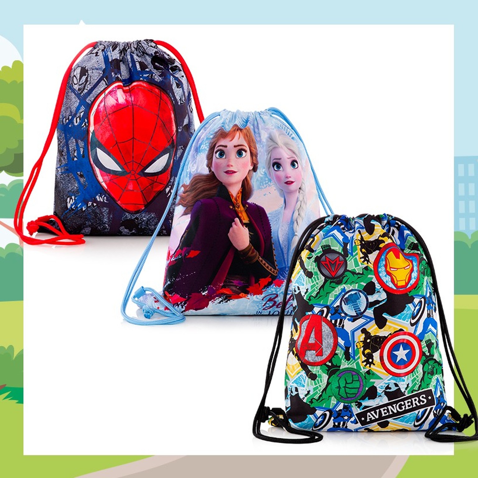 Zaini sacca Spiderman Frozen e Avengers