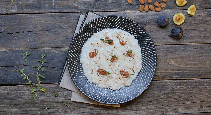 Risotto pecorino, fichi e mandorle
