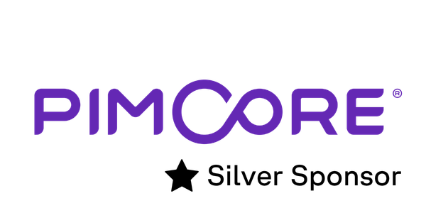 The image shows the "Pimcore" logo in purple, featuring an infinity symbol formed by the two "O" letters.