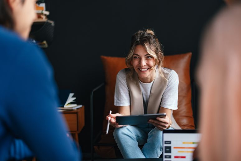 Happy female employee