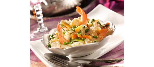 risotto-de-poulet-gambas-aux-legumes - Mathon