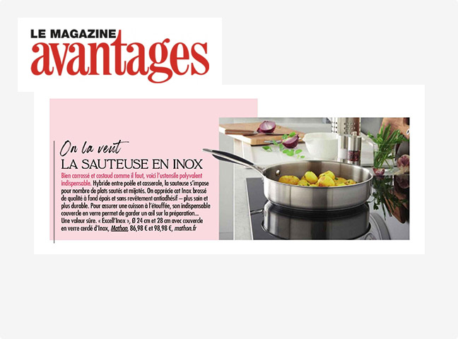Sauteuse Mathon Excell Inox: une hybride entre poêle et casserole - Mathon