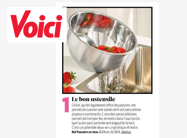 Bol-passoire 2 en 1 Mathon pour laver et égoutter les fruits et légumes. - Mathon