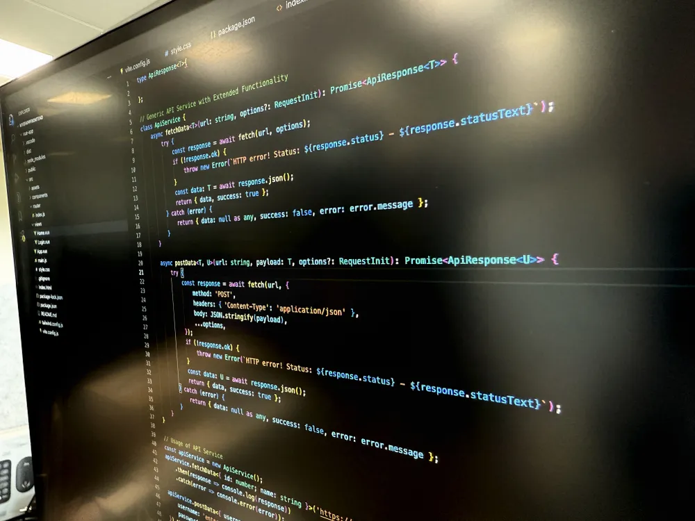 Kildekode på en computerskærm
