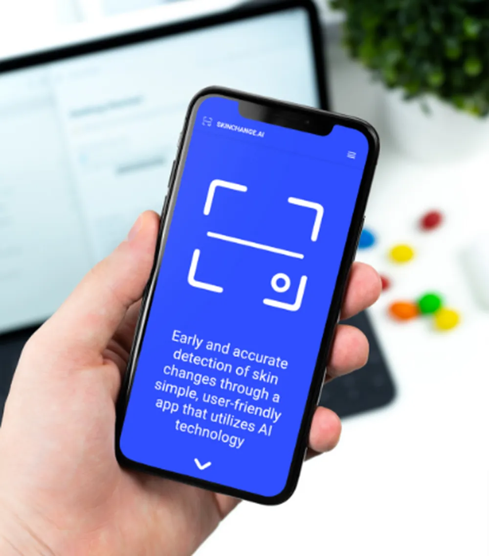 SkinChange.AI app running on an iPhone