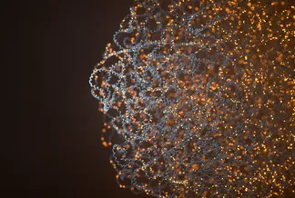 Curled up DNA with regions highlighted in orange to show areas of methylation