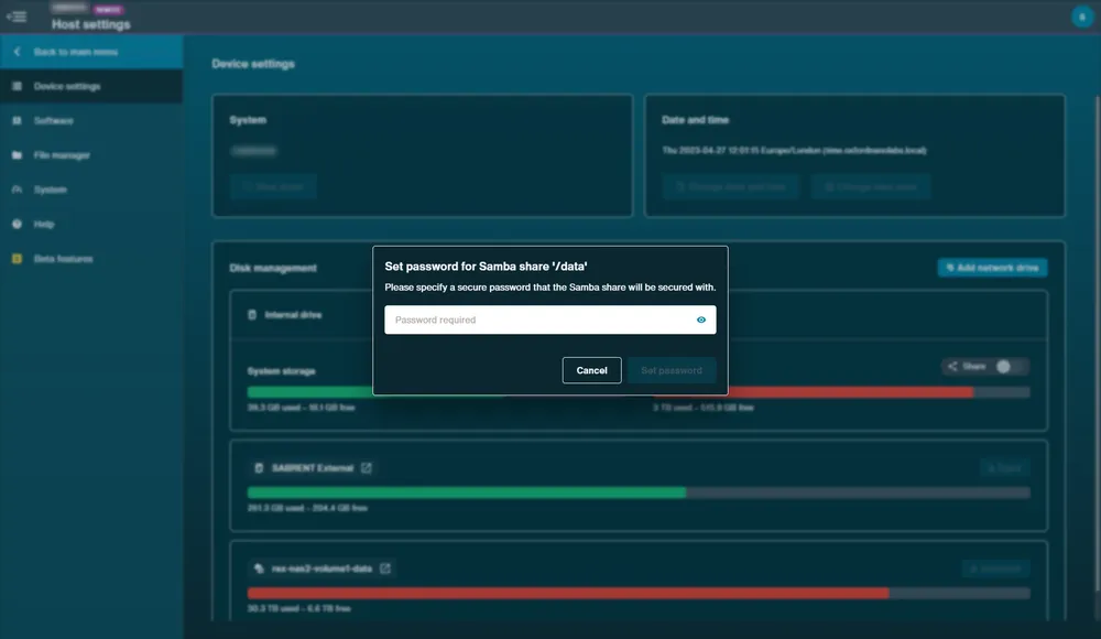 set password for samba share