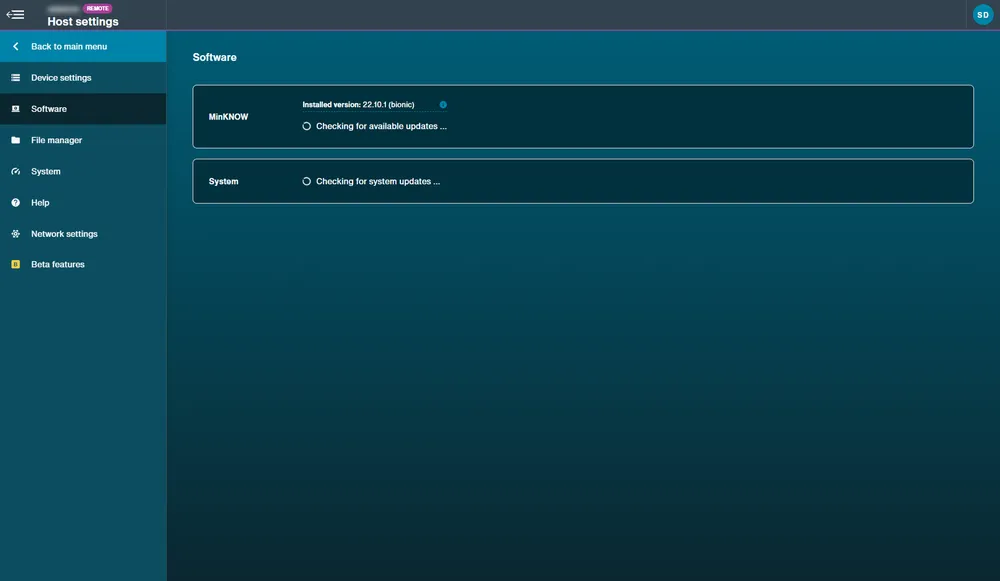 host settings software tab