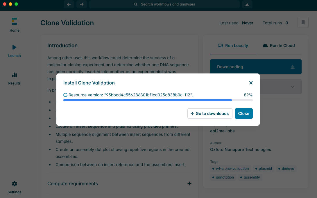 Clone Validation workflow installation in progress Clone Validation workflow installation in progress