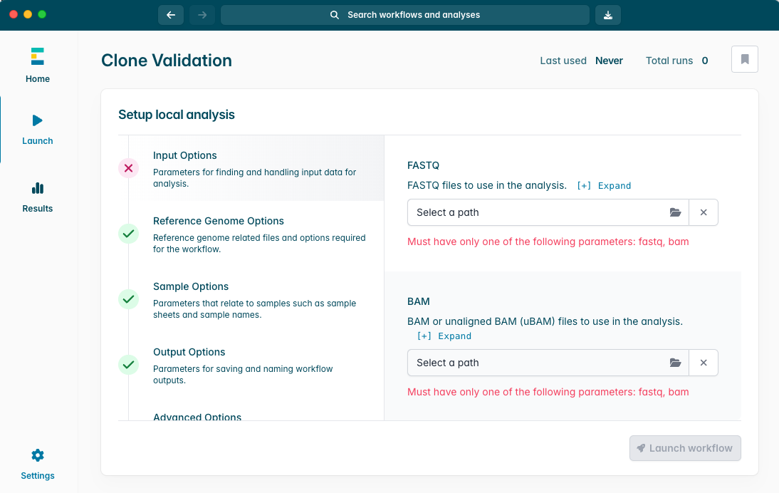 Selecting Input Options Selecting Input Options