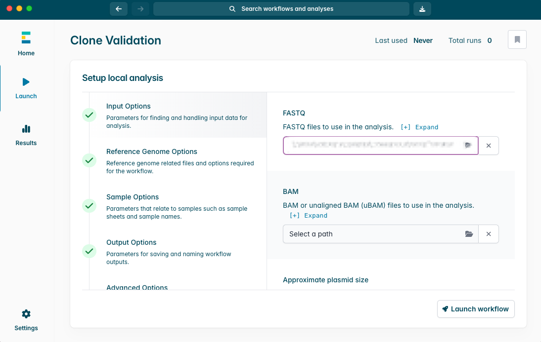 Launch workflow Launch workflow