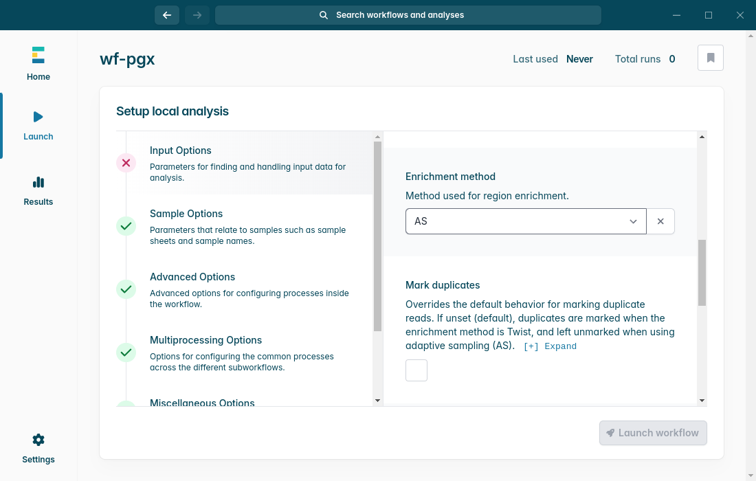 Select enrichment method AS