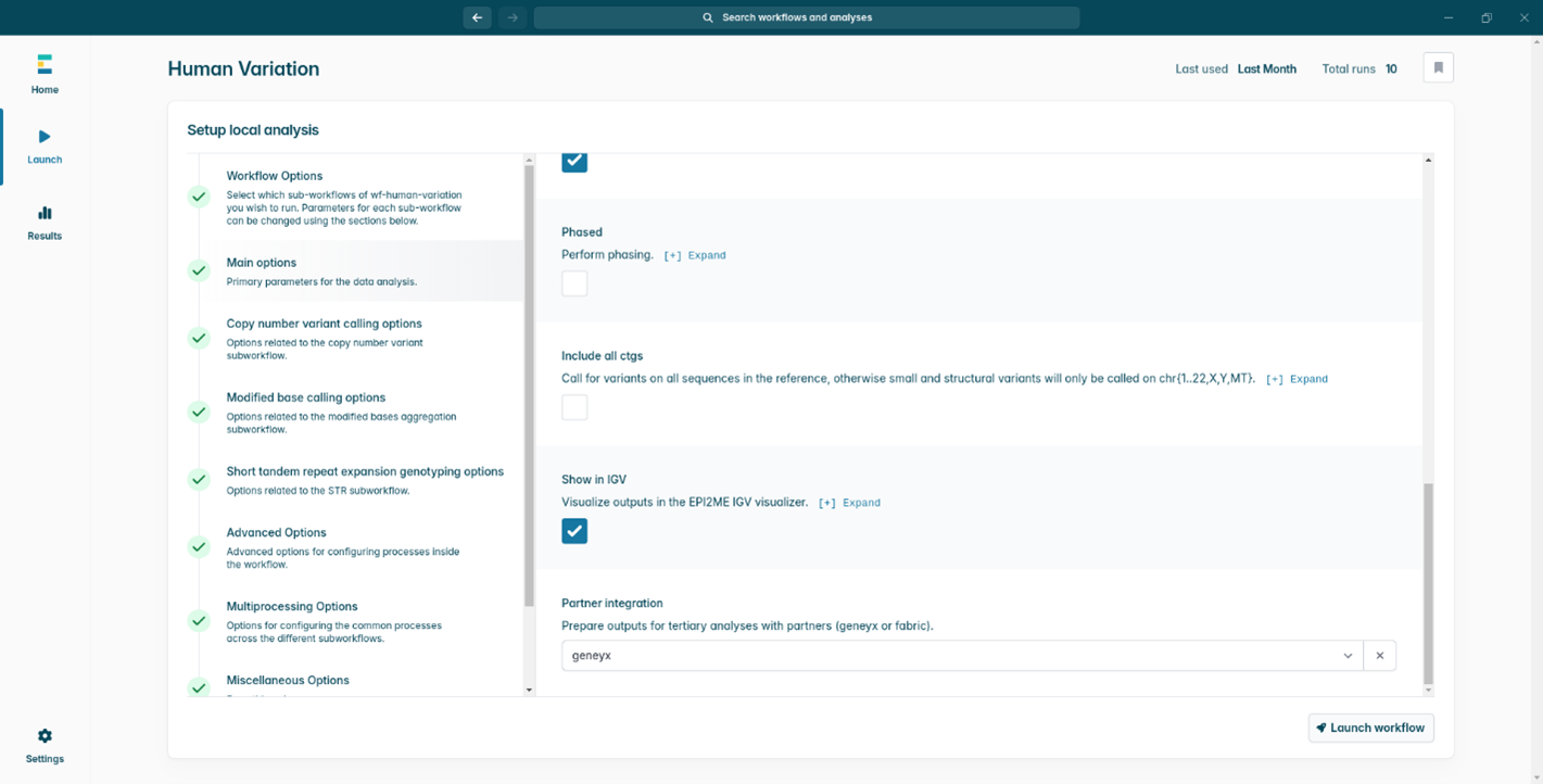 Double-check and Launch workflow