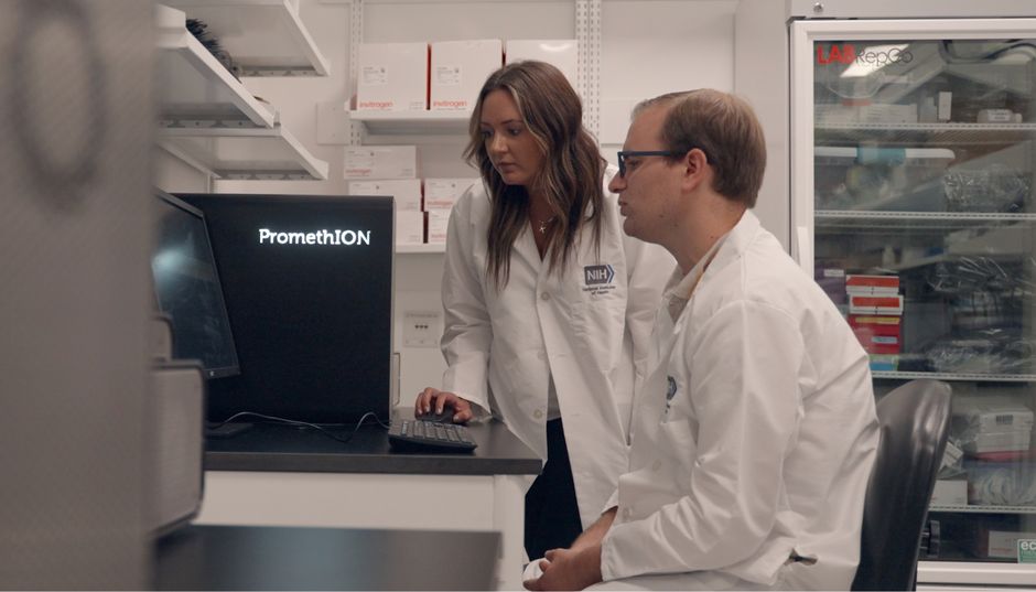 Scientists use a PromethION in a lab at the University of Washington, USA