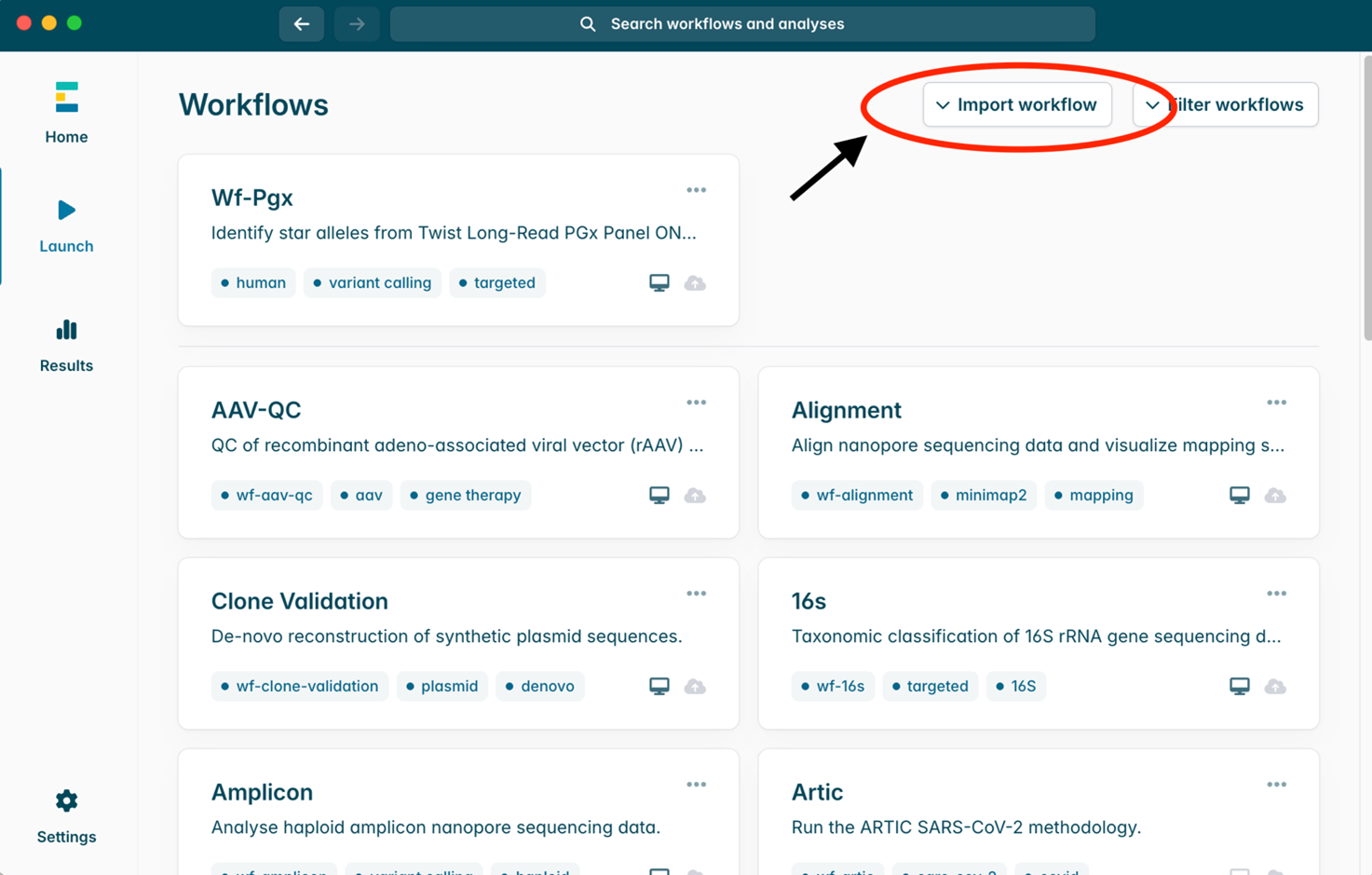 Select Import workflow