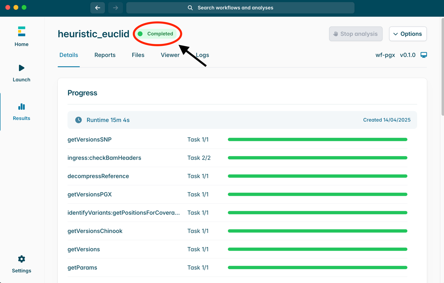 Demo analysis completed