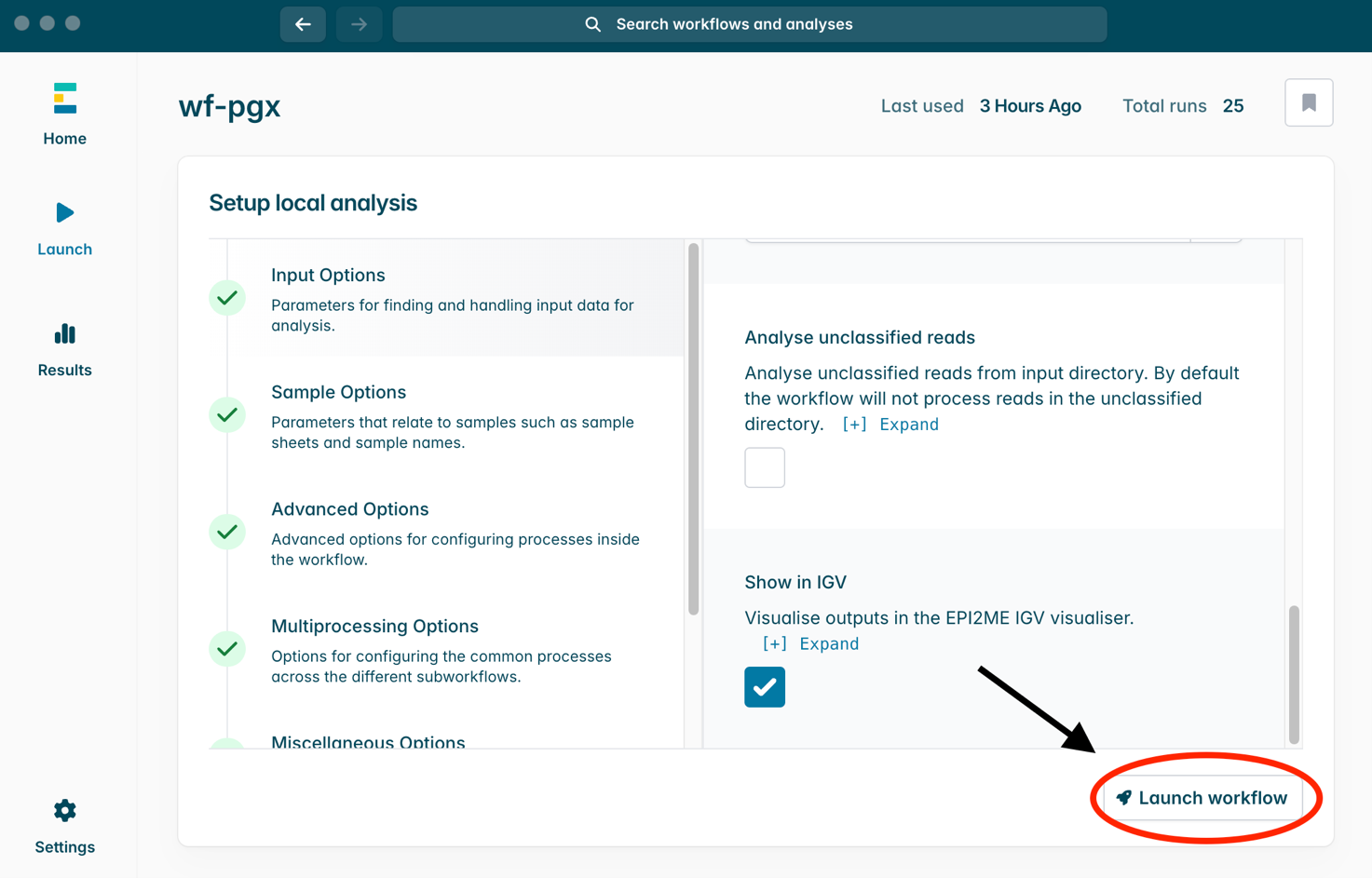 Launch workflow