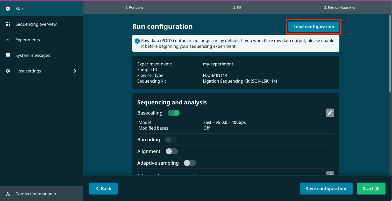 run config - click load config