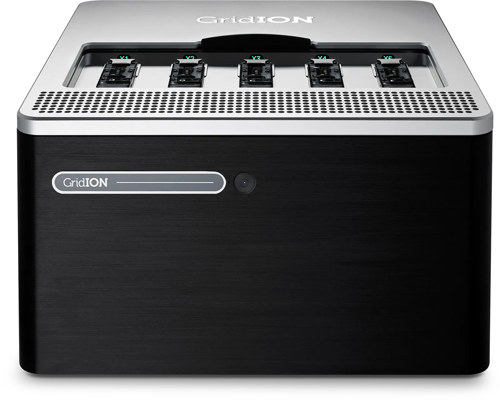 GridION front view with 5 flow cells