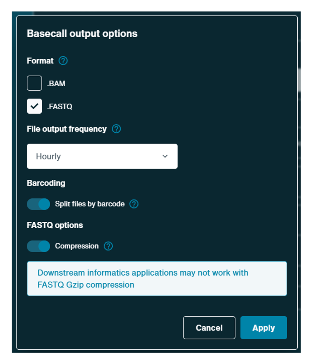 Basecall read output options 5.9 27Feb2024