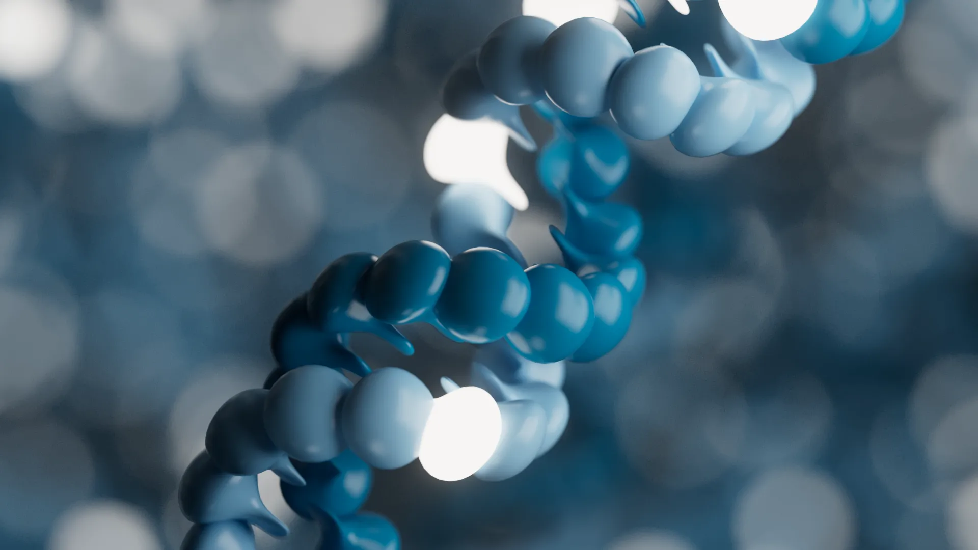 Visualisation of a DNA molecule with several glowing bases.