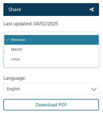OS selector in the Guide OS selector in the Guide