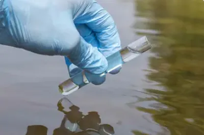 Vial of water being taken for testing