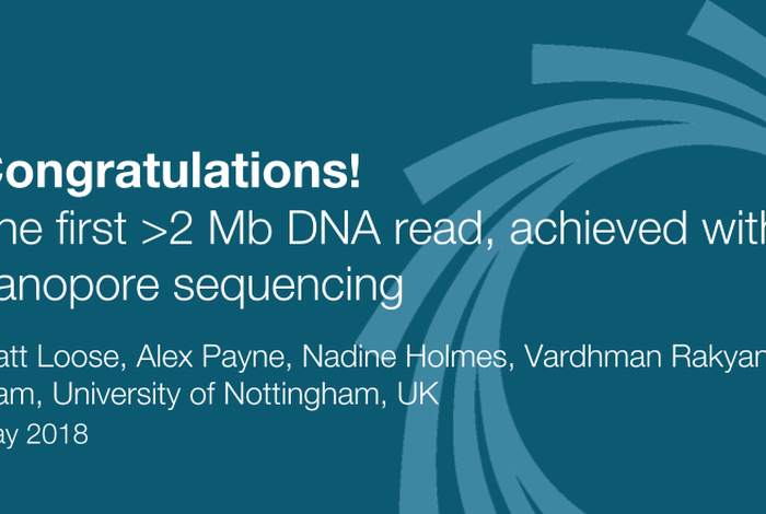 Longer and longer: DNA sequence of more than two million bases now achieved with nanopore sequencing.