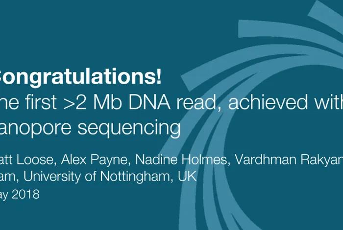 Longer and longer: DNA sequence of more than two million bases now achieved with nanopore sequencing.