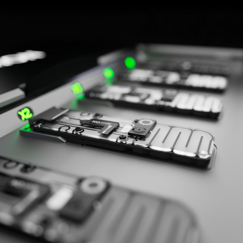 Close-up of flow cells in a GridION