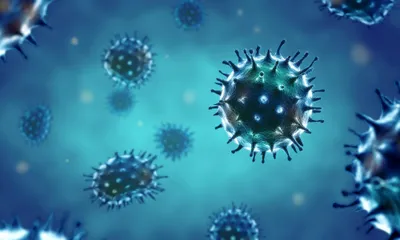 An illustration of virus particles.
