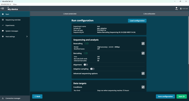 Run configuration PGx AS