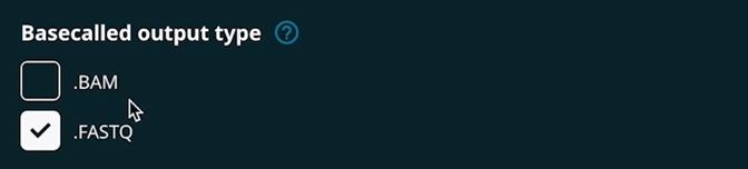 Image showing the choice of BAM and/or FASTQ basecalled output files in MinKNOW