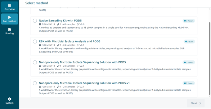 Select the method from the list of available methods Select the method from the list of available methods
