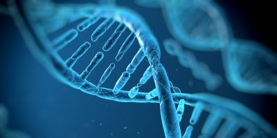 dna helix false colour image