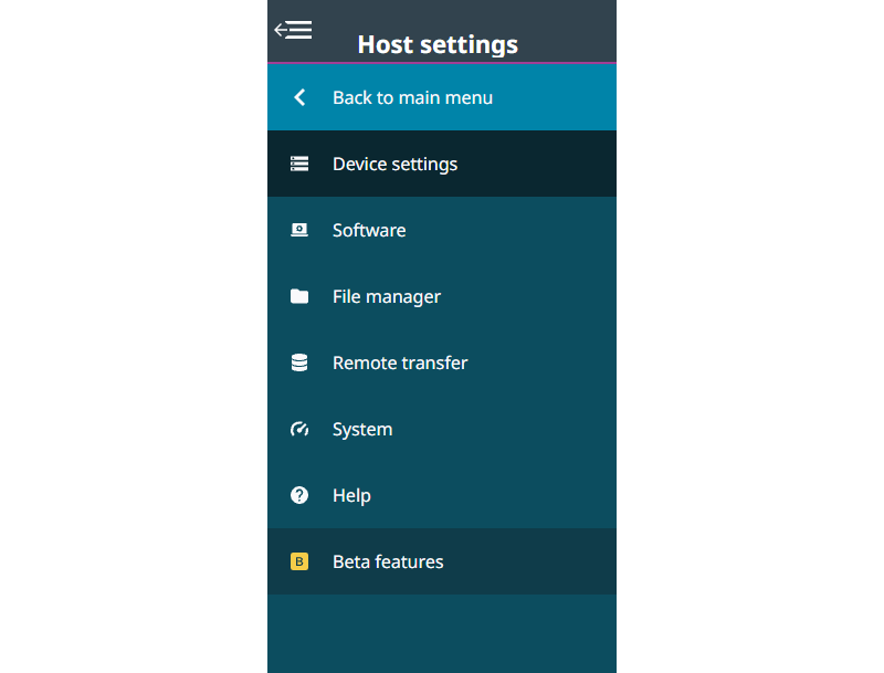 host settings menu_2601